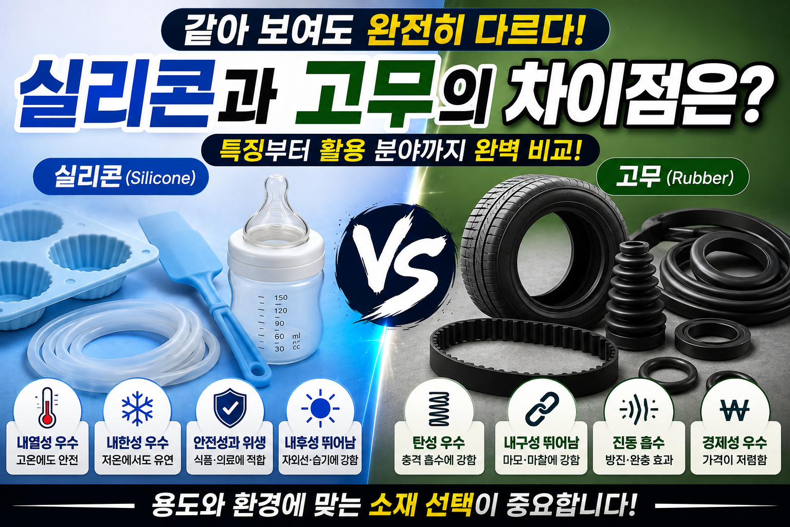 실리콘과 고무의 차이점